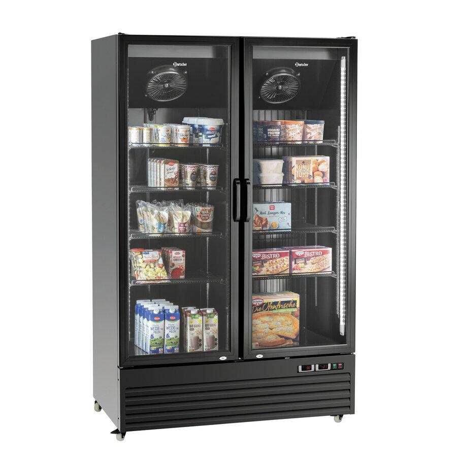 Kombinierter Kühl- und Gefrierschrank, schwarz | Glastüren | 820 l | 1220 x 805 x 2000 mm