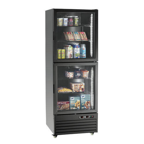  Bartscher Combination refrigerator and freezer black | glass doors | 430 L | 700x800x2000 mm 