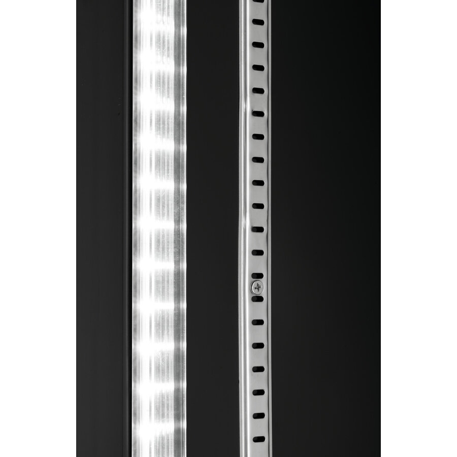 Combination refrigerator and freezer black | glass doors | 430 L | 700x800x2000 mm