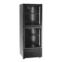 Kombinierter Kühl- und Gefrierschrank, schwarz | Glastüren | 430 l | 700 x 800 x 2000 mm