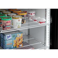 Combination refrigerator and freezer black | glass doors | 430 L | 695x765x2000 mm