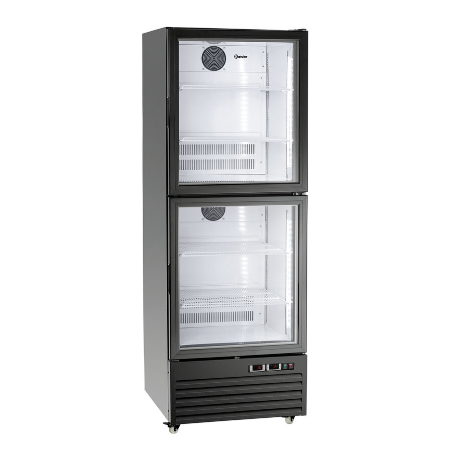 Réfrigérateur-congélateur combiné noir | portes vitrées | 430 L | 695 x 765 x 2000 mm