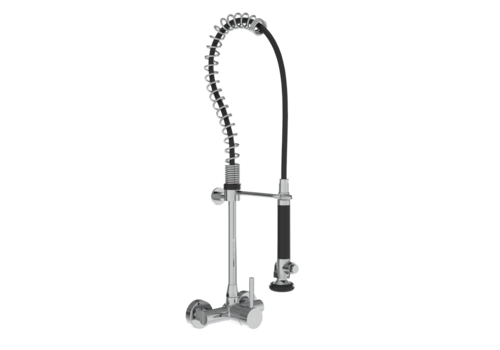  HorecaTraders Stainless Steel Pre-Rinse Shower Wall Connection - Brushed - 775.2mm - Includes Mixer Tap & S-Connections 