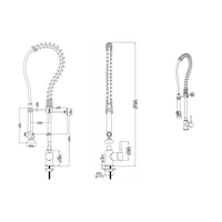 Stainless Steel Pre-Rinse Shower Standing - Brushed - 803mm - Includes Mixer Tap & Flexible Hoses