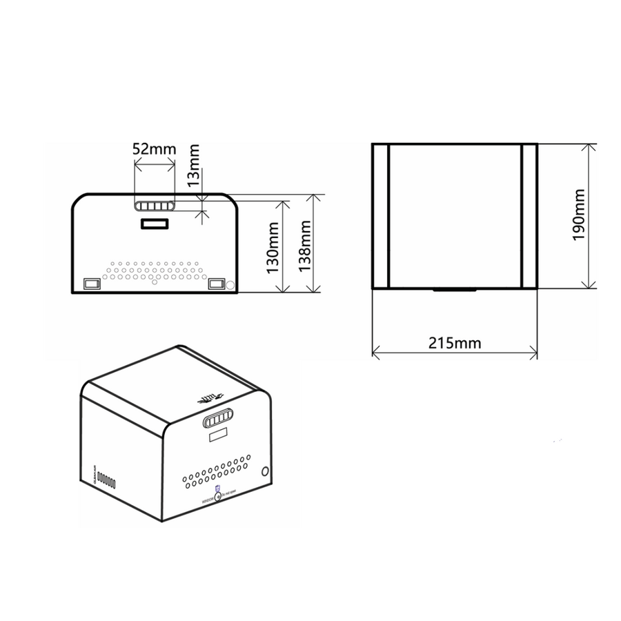 Hand dryer wall connection - brushed stainless steel - 215x138x190mm -