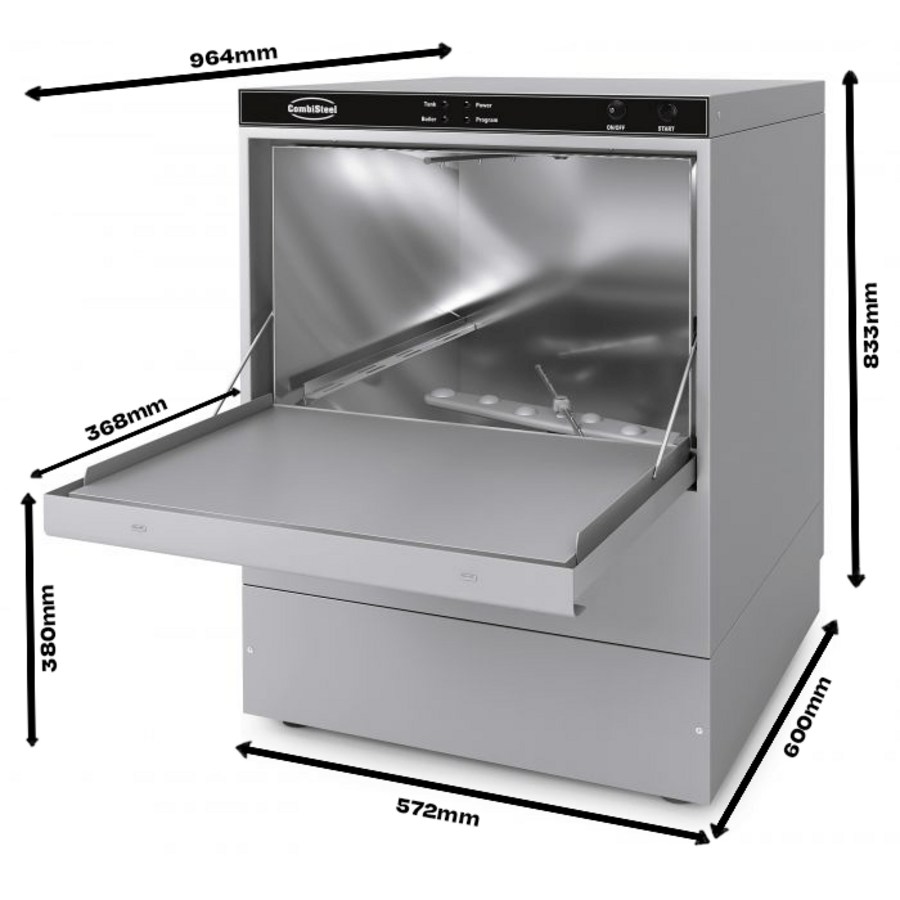 Front-loading dishwasher ent 500-230 dp dde with drain pump and soap dosing pump