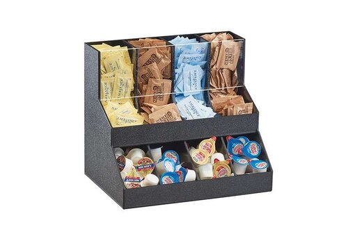  HorecaTraders Organizer für Kaffeezubehör – 2 Ebenen – 8 Fächer – Schwarzer Kunststoff – 330 x 235 x 286 mm 