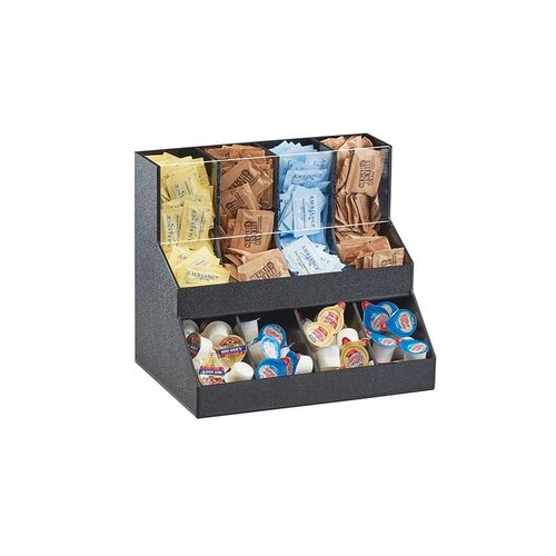  HorecaTraders Coffee Accessories Organizer - 2 Tiers - 8 Compartments - Black Plastic - 330x235x286mm 