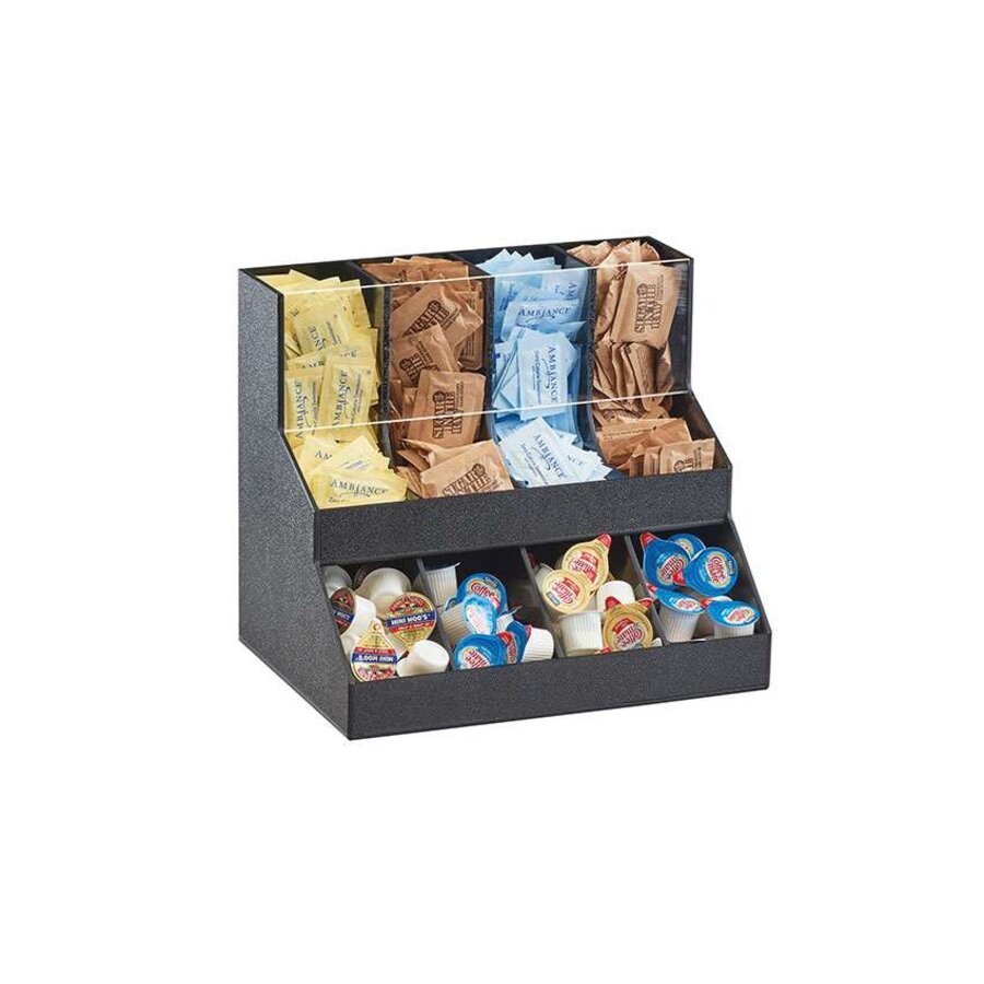 Organizer für Kaffeezubehör – 2 Ebenen – 8 Fächer – Schwarzer Kunststoff – 330 x 235 x 286 mm