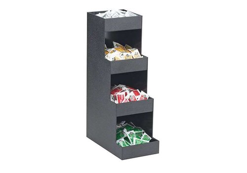  HorecaTraders Coffee Accessories Organizer - 4 Tiers - 4 Compartments - Black Plastic - 305x165x521mm 