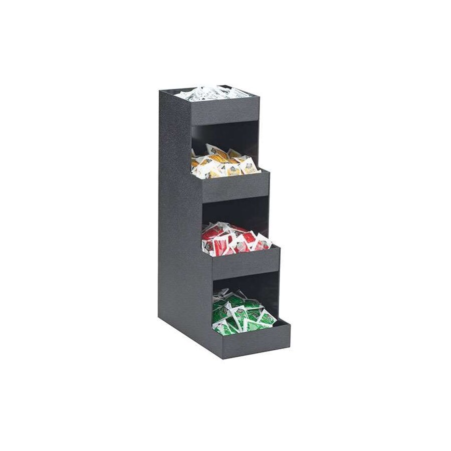 Organizer für Kaffeezubehör – 4 Ebenen – 4 Fächer – Schwarzer Kunststoff – 305 x 165 x 521 mm