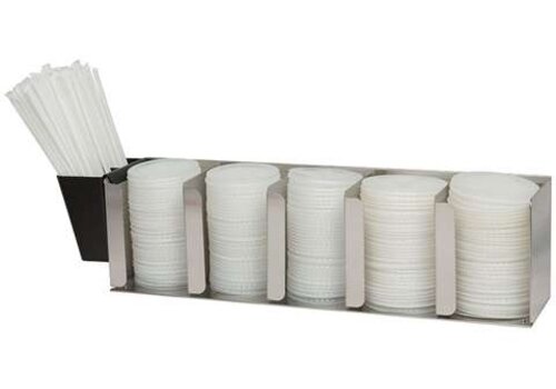  HorecaTraders Lid and Straw Divider - 5 Compartments - Stainless Steel - 641x130x165mm 