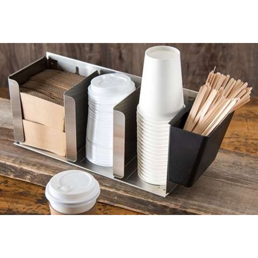 Lid and Straw Divider - 3 Compartments - Stainless Steel - 435x130x165mm