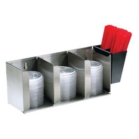 Deksel- en Rietjesverdeler - 3 Vakken - RVS - 435x130x165mm