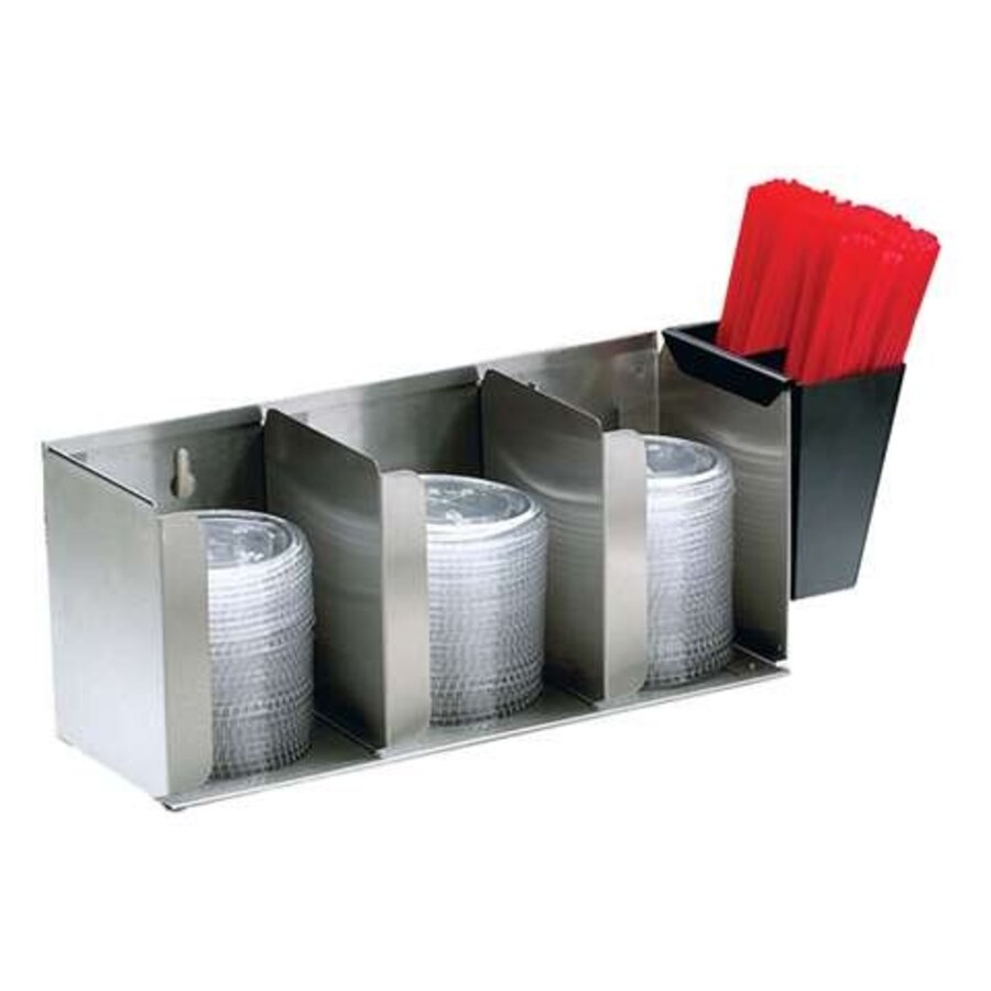 Lid and Straw Divider - 3 Compartments - Stainless Steel - 435x130x165mm
