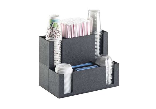  HorecaTraders Organisateur d'accessoires de café - 2 niveaux - Plastique noir - 369 x 223 x 273 mm 