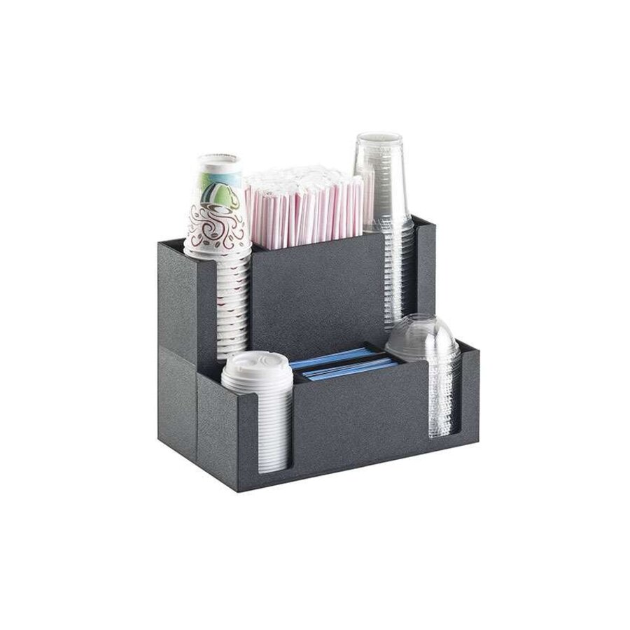 Organizer voor Koffietoebehoren - 2 Niveaus - Zwart Kunststof - 369x223x273mm