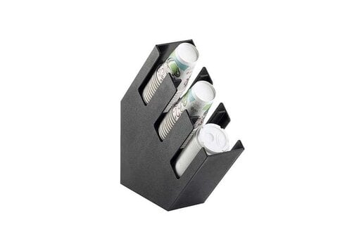 HorecaTraders Coffee Accessories Organizer - Slanted - 3 Compartments - Black Plastic - 413x140x413mm 