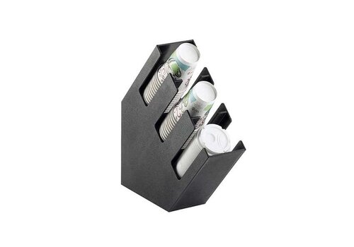  HorecaTraders Organisateur d'accessoires à café - Incliné - 3 compartiments - Plastique noir - 413 x 140 x 413 mm 