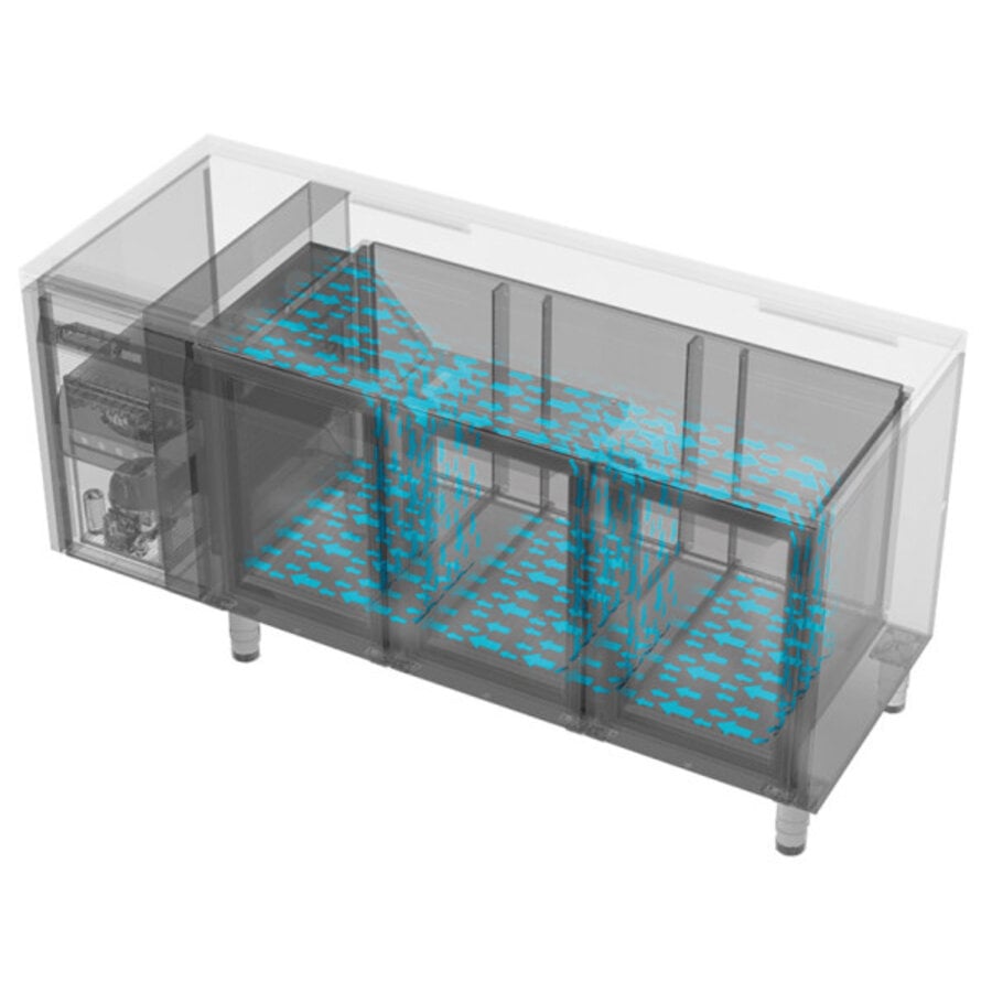 Établi réfrigéré CRIO HPO 3-7001 à 3 compartiments GN 1/1 – Acier inoxydable intégré professionnel