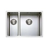 HorecaTraders Polished double sink with drain set | Stainless steel | 645x440x248mm