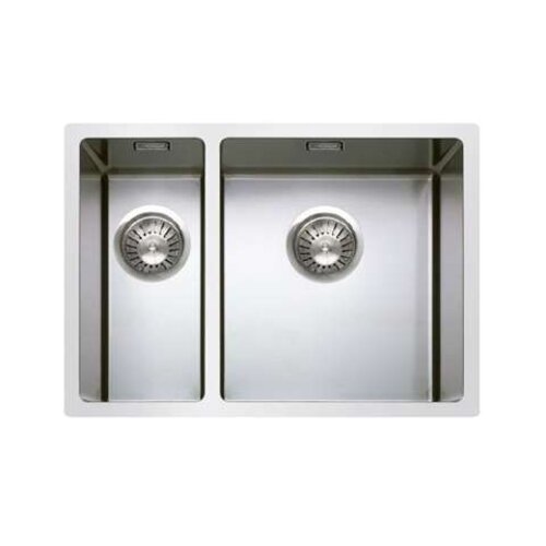  HorecaTraders Polished double sink with drain set | Stainless steel | 645x440x248mm 
