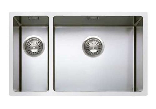  HorecaTraders Dubbele gepolijste spoelbak met afvoerset | RVS | 745x440x248mm 