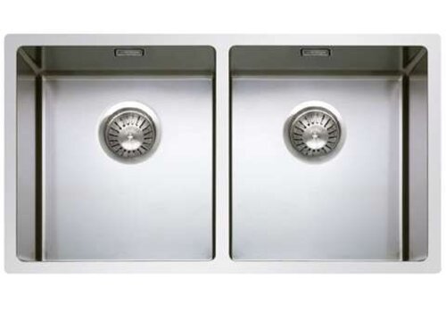  HorecaTraders Polished double sink with drain set | Stainless steel | 865x440x248mm 
