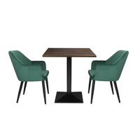 Table carrée complète - Bois foncé - 700 mm