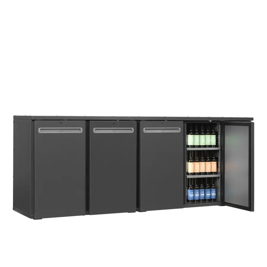 Bar cooler with 4 doors | anthracite | 2200x560x820 mm | +2 to +10 °C