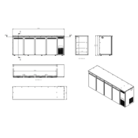 Réfrigérateur de bar à 4 portes | anthracite | 2200 x 560 x 820 mm | +2 à +10 °C