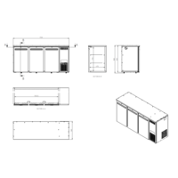 Bar cooler with 3 doors | anthracite | 1720x560x820 mm | +2 to +10 °C