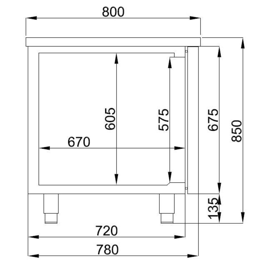 Baker's refrigerated workbench with 3 doors | 615L | 210x80x85 cm