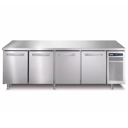  HorecaTraders Plan de travail réfrigéré pour boulangerie | 480 L | 4 portes | 2560 x 800 x 900 mm 