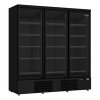 Réfrigérateur 3 portes vitrées noir 1530 litres – Usage professionnel restauration – Température de refroidissement 0/+10 °C