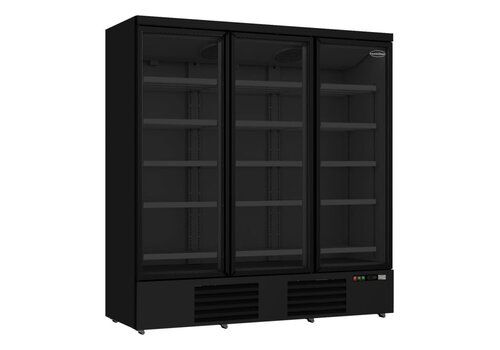  Combisteel Réfrigérateur à 3 portes vitrées | Noir | 1530 L | 0/+10 °C | 1880 x 710 x 2003 mm 