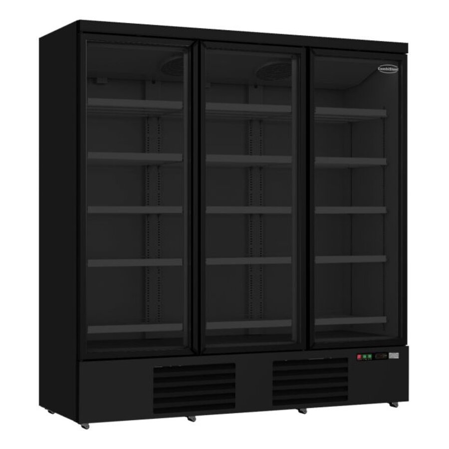 Kühlschrank mit 3 Glastüren | Schwarz | 1530 l | 0/+10 °C | 1880 x 710 x 2003 mm