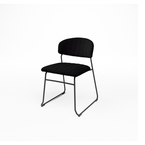  HorecaTraders Fauteuil Teddy | Noir | 79 (h) x 55 x 51,5 cm 