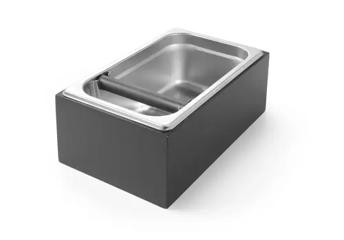  HorecaTraders Knock-off box with wooden frame | stainless steel | 275x175x110 mm 