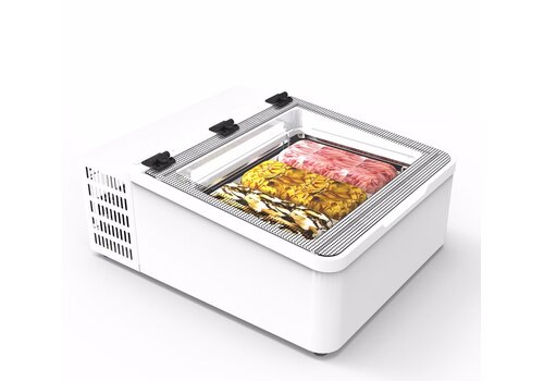  HorecaTraders Vitrine à glaces de comptoir Framec Mini Cream - Prête à brancher - 2 plateaux - R600a - 490 x 790 x 345 mm 