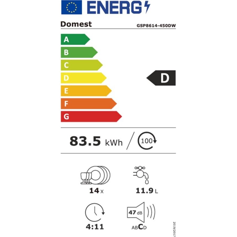 Exquisit GSP8614-450DW - Vaatwasser - Vrijstaand - Startuitstel - 14 Couverts - 47dB - Wit