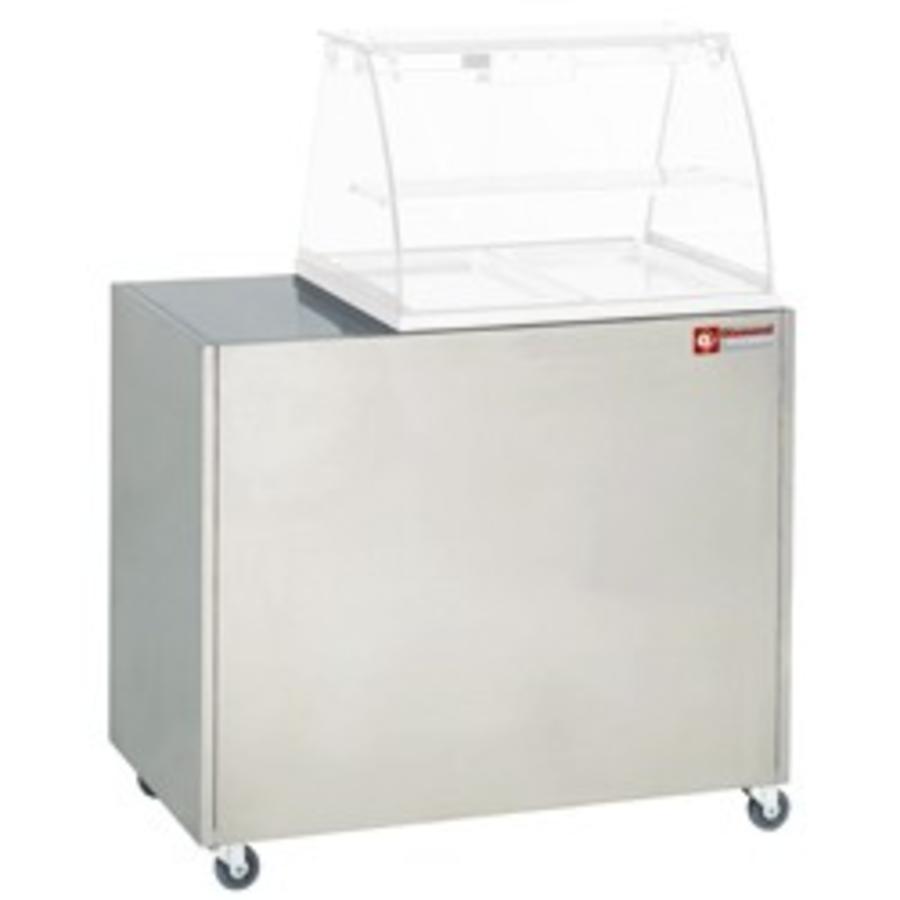 Edelstahlsockel auf Rädern für Vitrine
