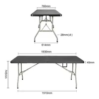 Table pliante rectangulaire 183 cm noire – Structure en acier et plateau en PEHD