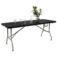 Rechteckiger Klapptisch 183 cm, schwarz – Stahlrahmen & HDPE-Tischplatte