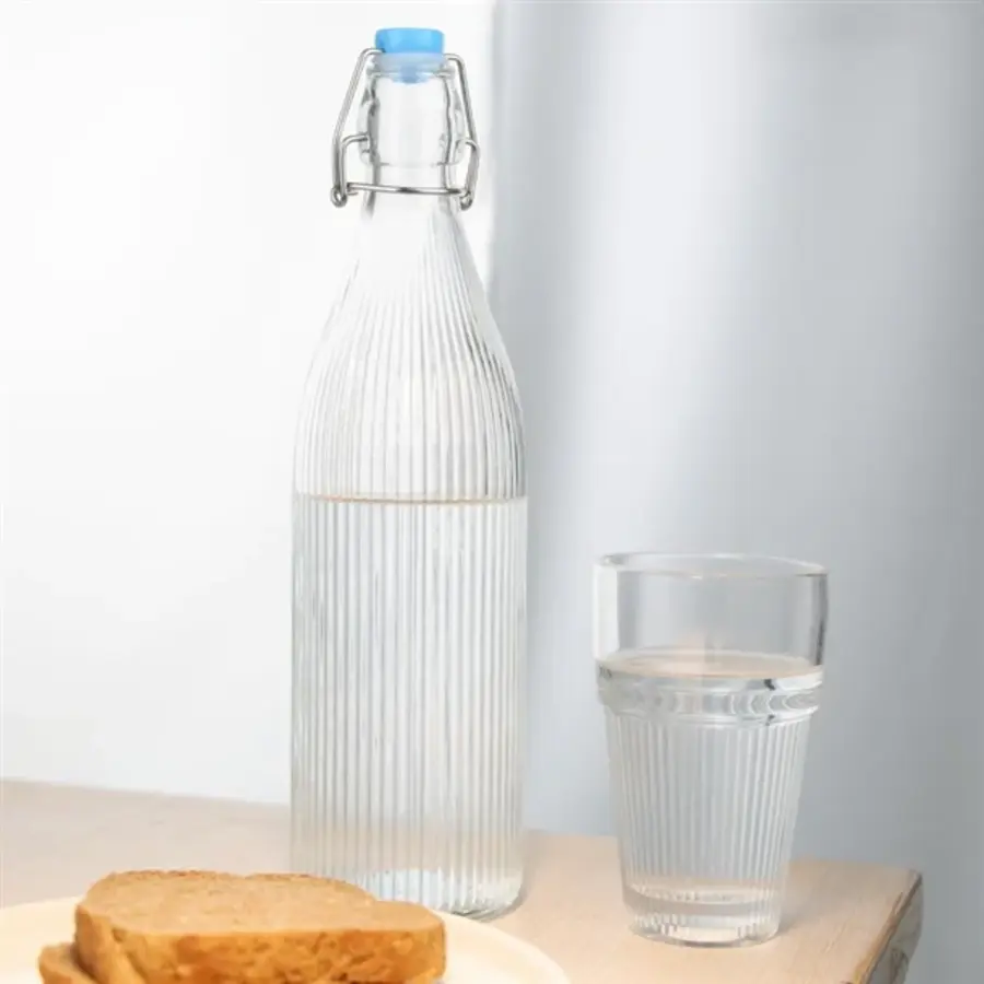 Ribbed Swing Top Water Bottles 1L (Set of 6)