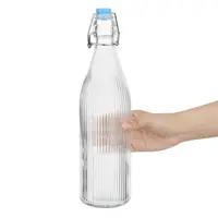 Bouteilles d'eau à bouchon mécanique côtelé 1L (lot de 6)