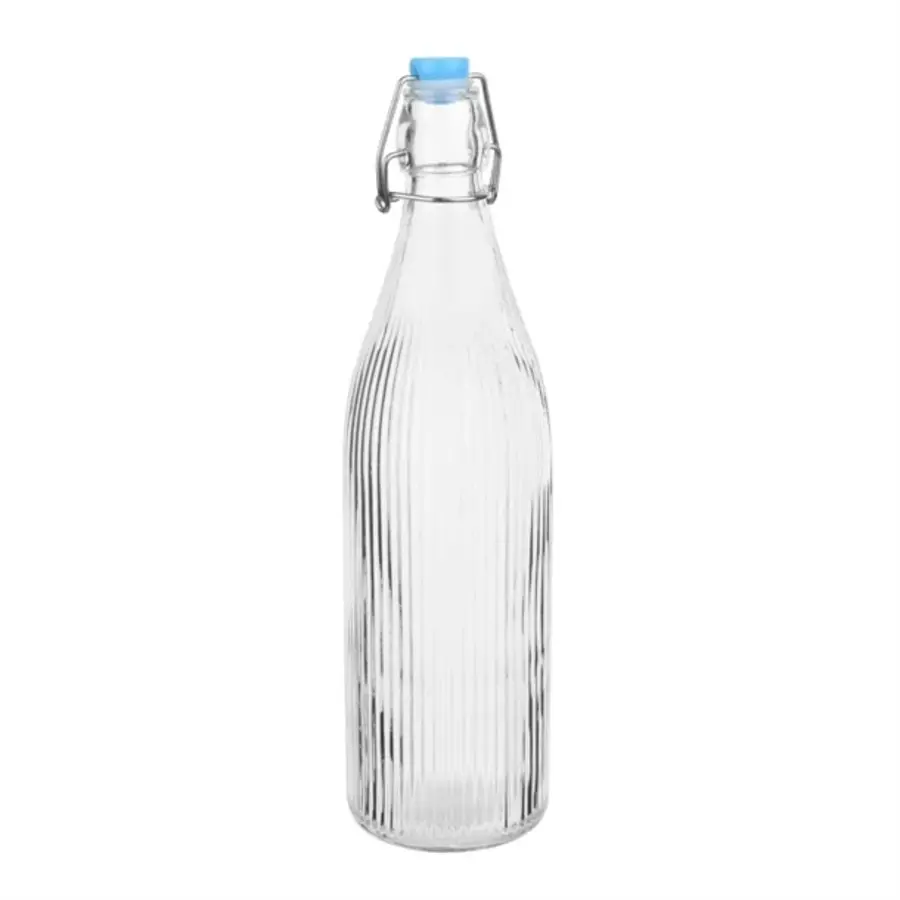Ribbed Swing Top Water Bottles 1L (Set of 6)