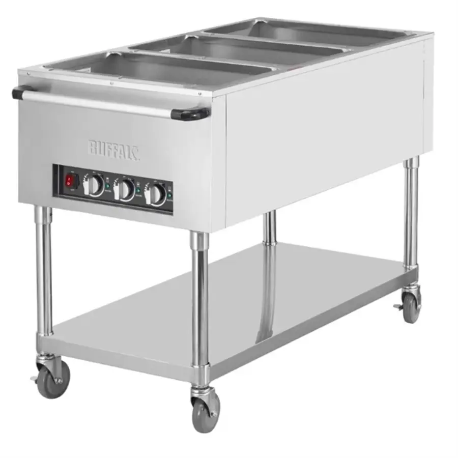 Mobiler Bain-Marie-Wagen 3x 1/1GN – 750W Trocknungsheizung
