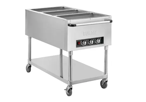  HorecaTraders Mobile Bain-Marie Trolley 3x 1/1GN – 750W Drying heat 