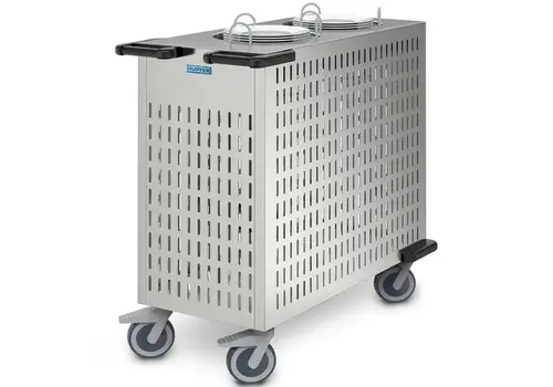  Hupfer Empileur de plaques en acier inoxydable non chauffé, 144 plaques Ø190-260 mm, roues avec freins, 930 x 460 x 960 (h) mm 